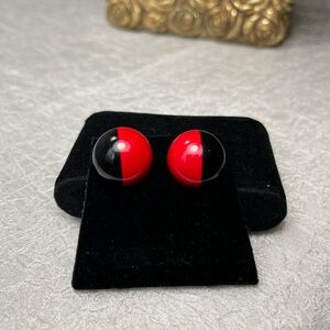 Vintage 80’s Elegant Red and Black Stud Earrings